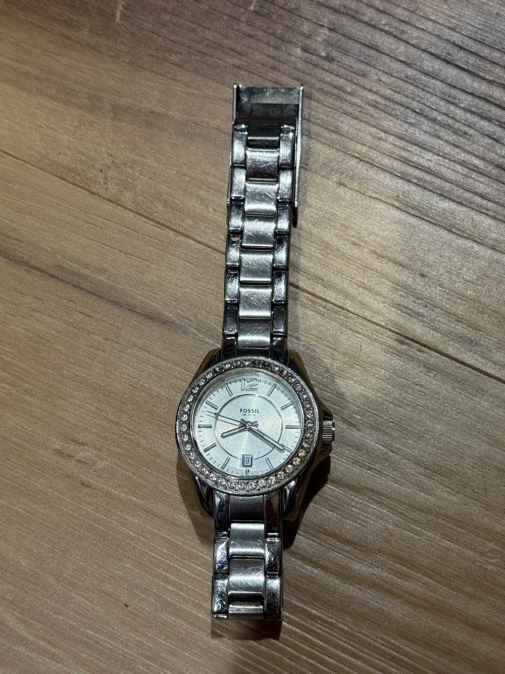 Fossil Silver-tone Crystal Accent Women's Bracelet Watch